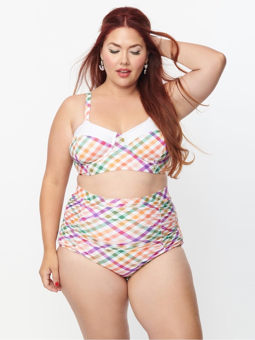 NWT Unique Vintage Gingham Marlene Crop Swim Bikini Bottoms